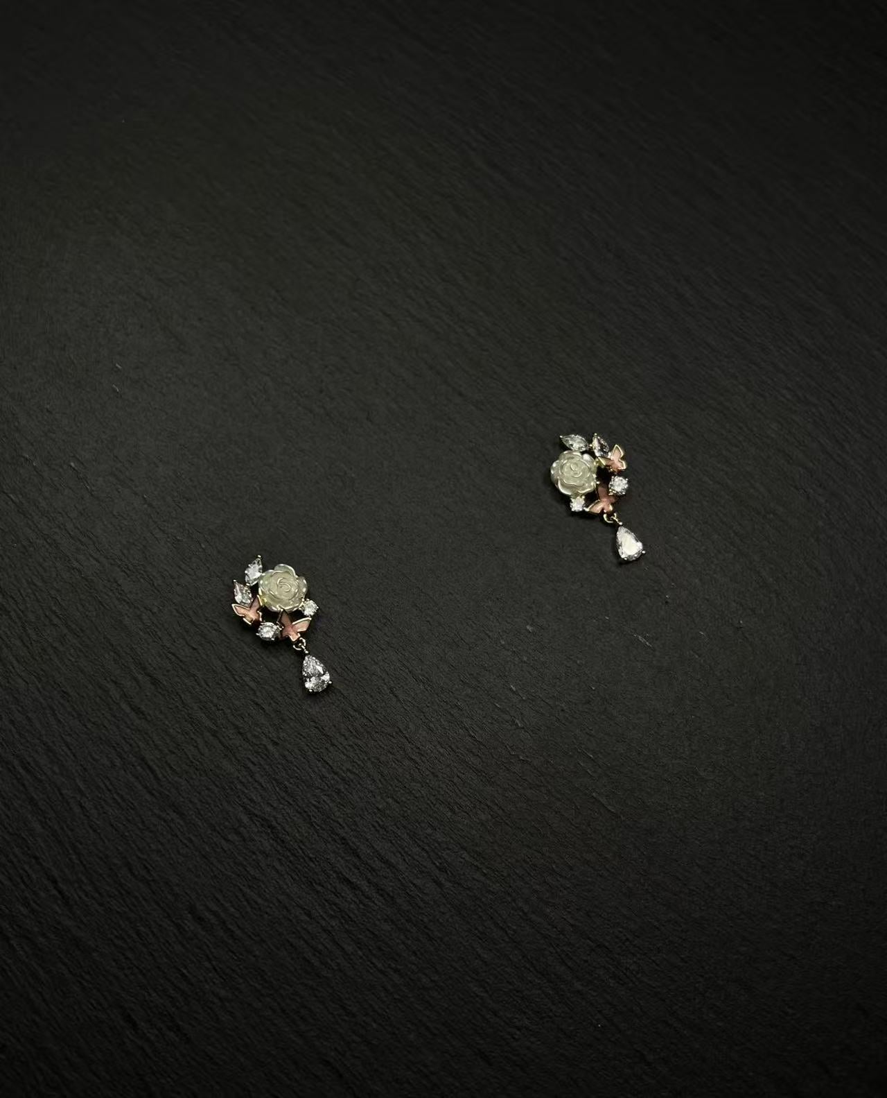 AvoStudio 中古耳饰 鎏金玫瑰耳饰