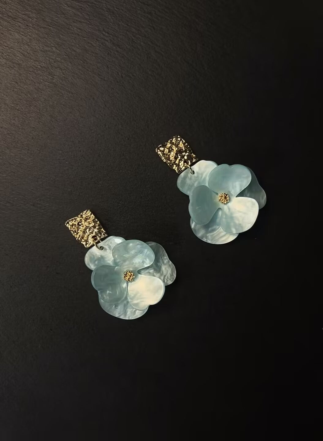 Vintage中古耳饰 海浪蓝花- Ocean Bloom