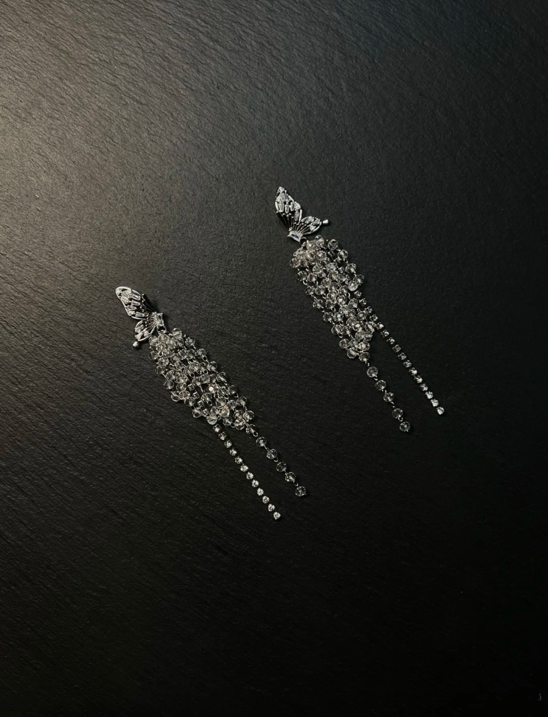 Butterfly & Crystal Tassel Earrings