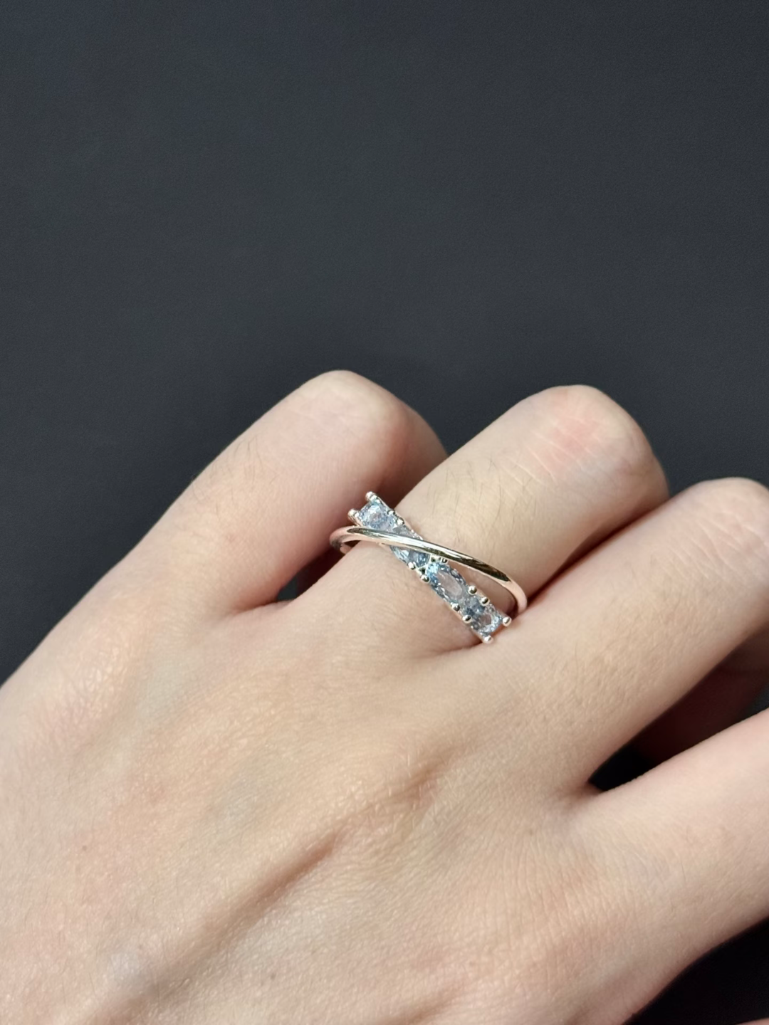 Blue Diamond Twisted Ring