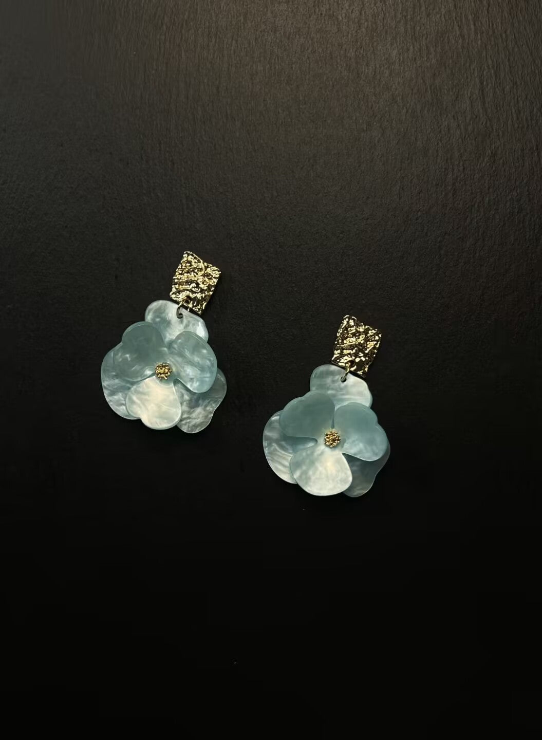 Vintage中古耳饰 海浪蓝花- Ocean Bloom
