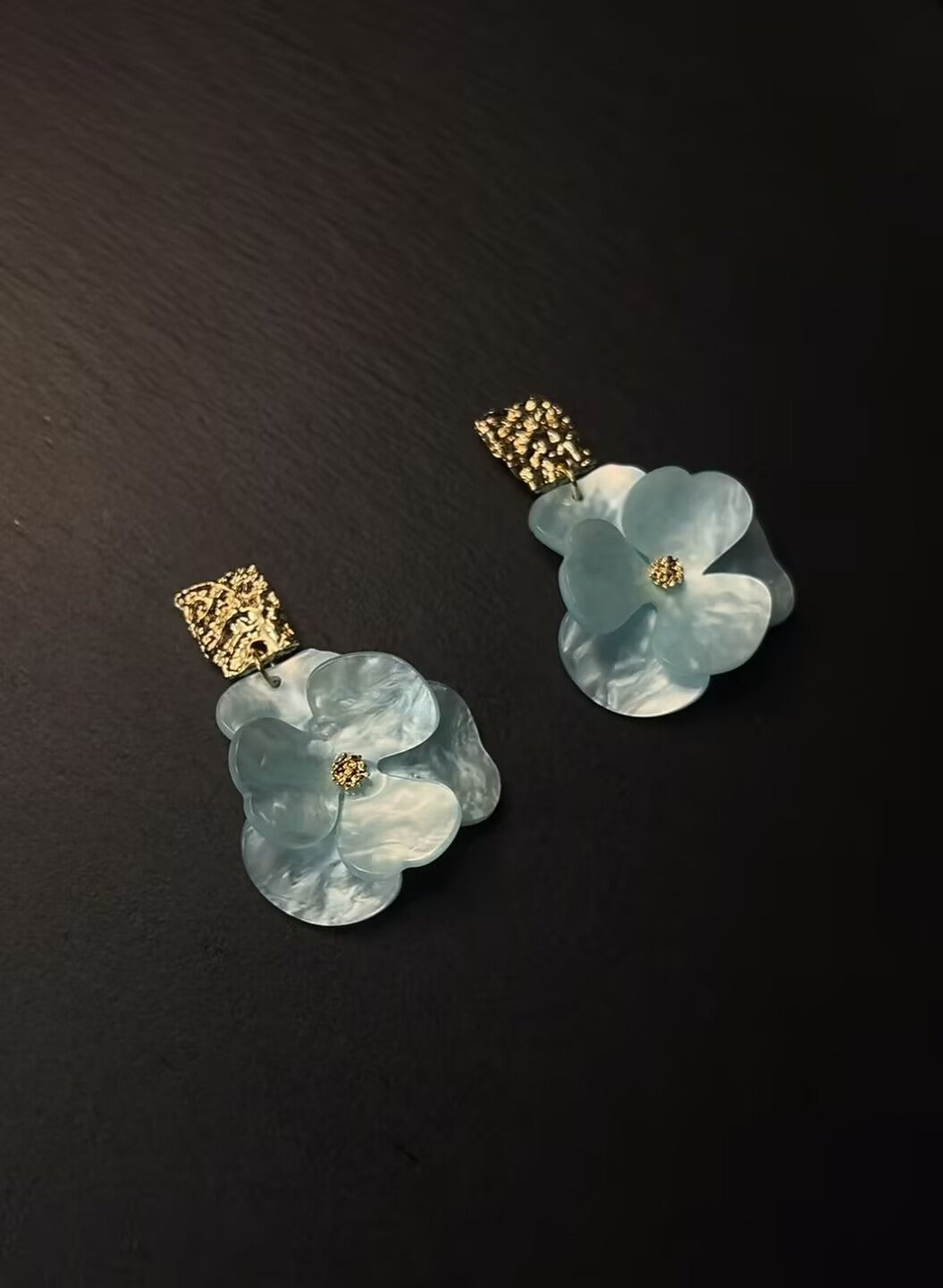 Vintage中古耳饰 海浪蓝花- Ocean Bloom