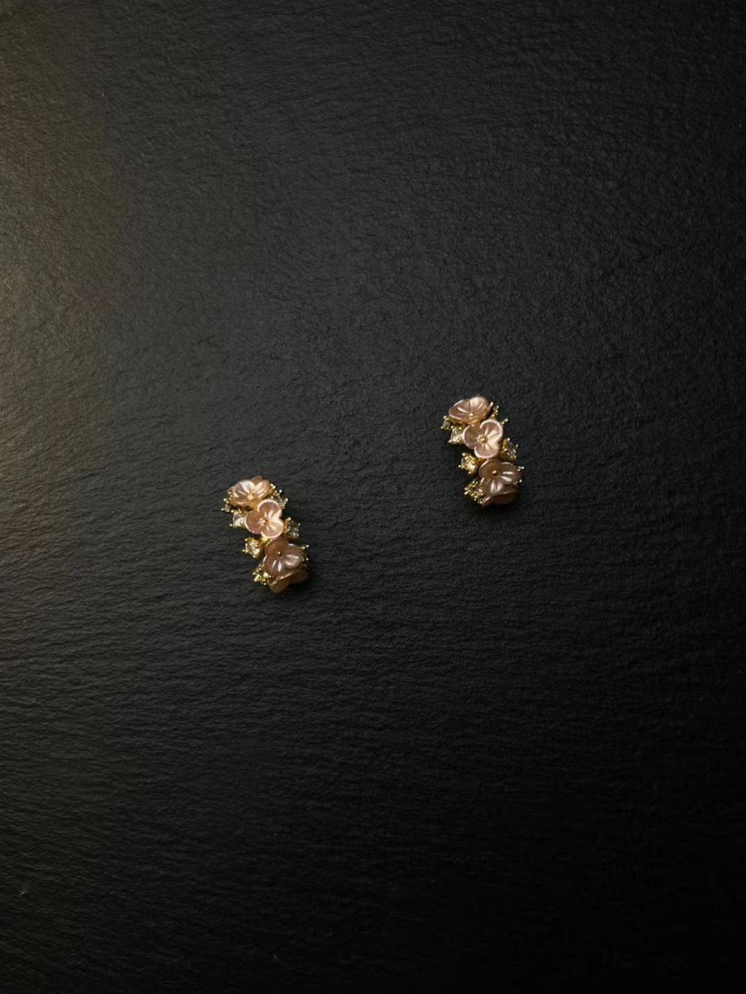 Flower - shaped Diamond - inlaid Huggie Earrings