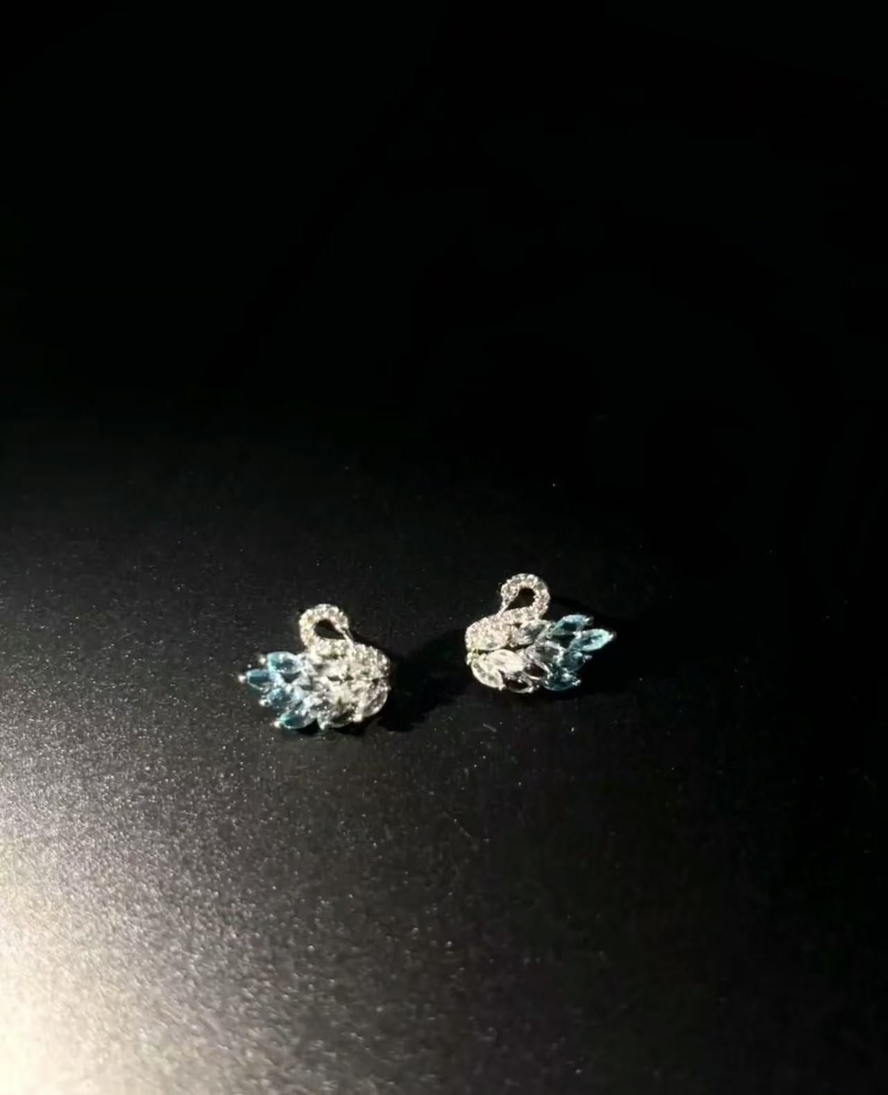 「Ice blue」冰蓝天鹅｜耳钉