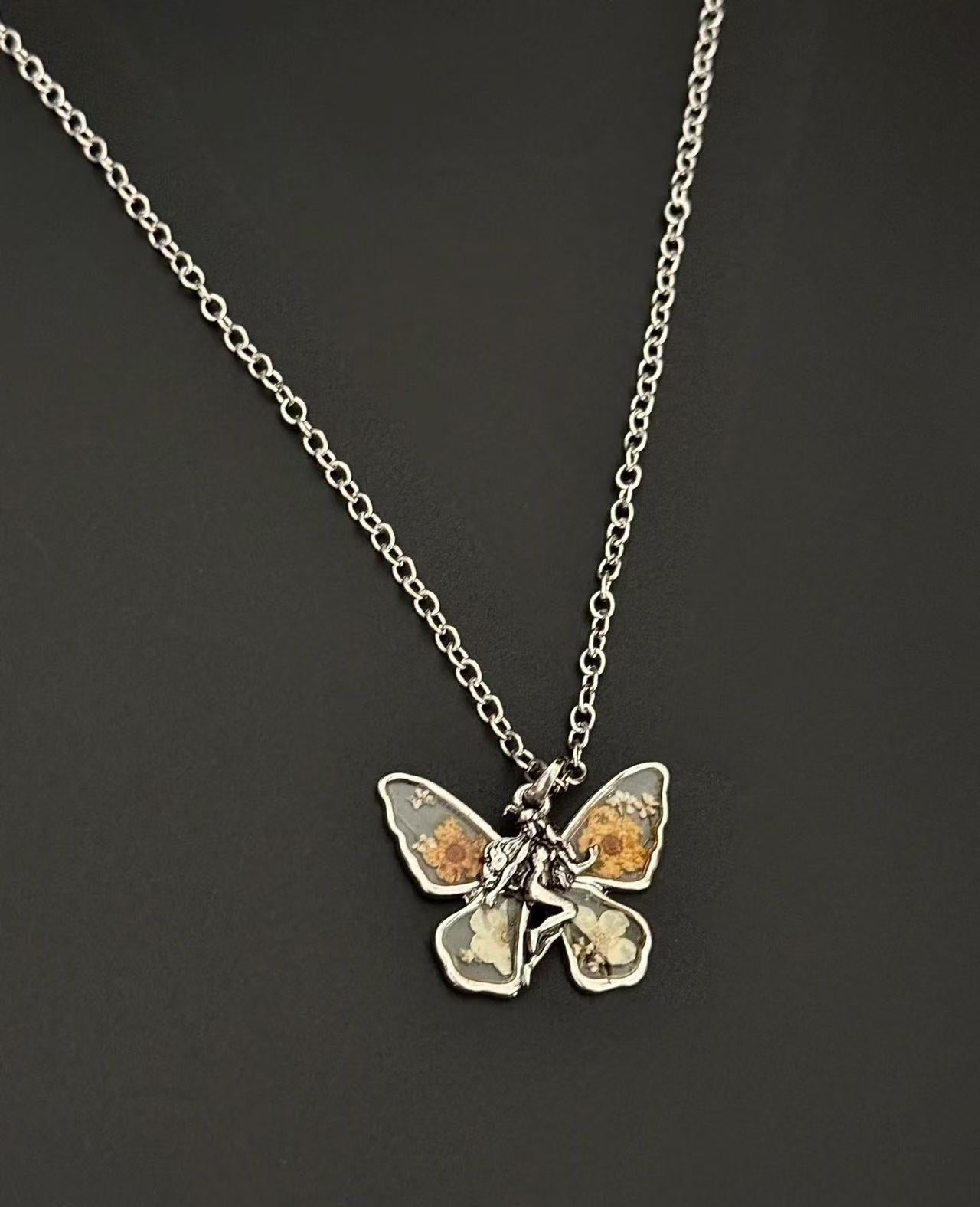 「Butterfly」蝴蝶干花｜项链