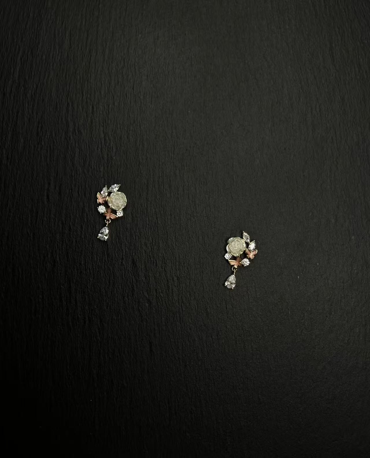 AvoStudio 中古耳饰 鎏金玫瑰耳饰