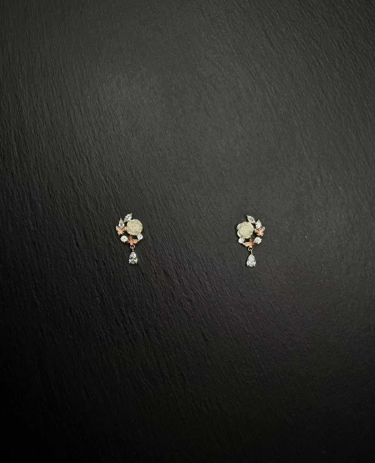 AvoStudio 中古耳饰 鎏金玫瑰耳饰