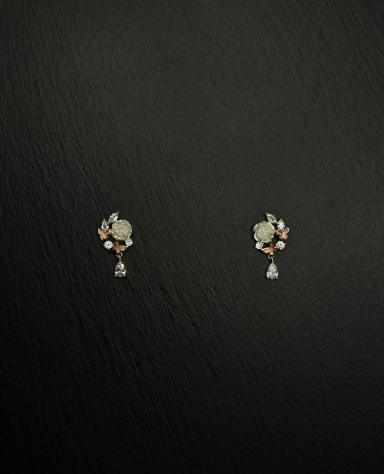 AvoStudio 中古耳饰 鎏金玫瑰耳饰