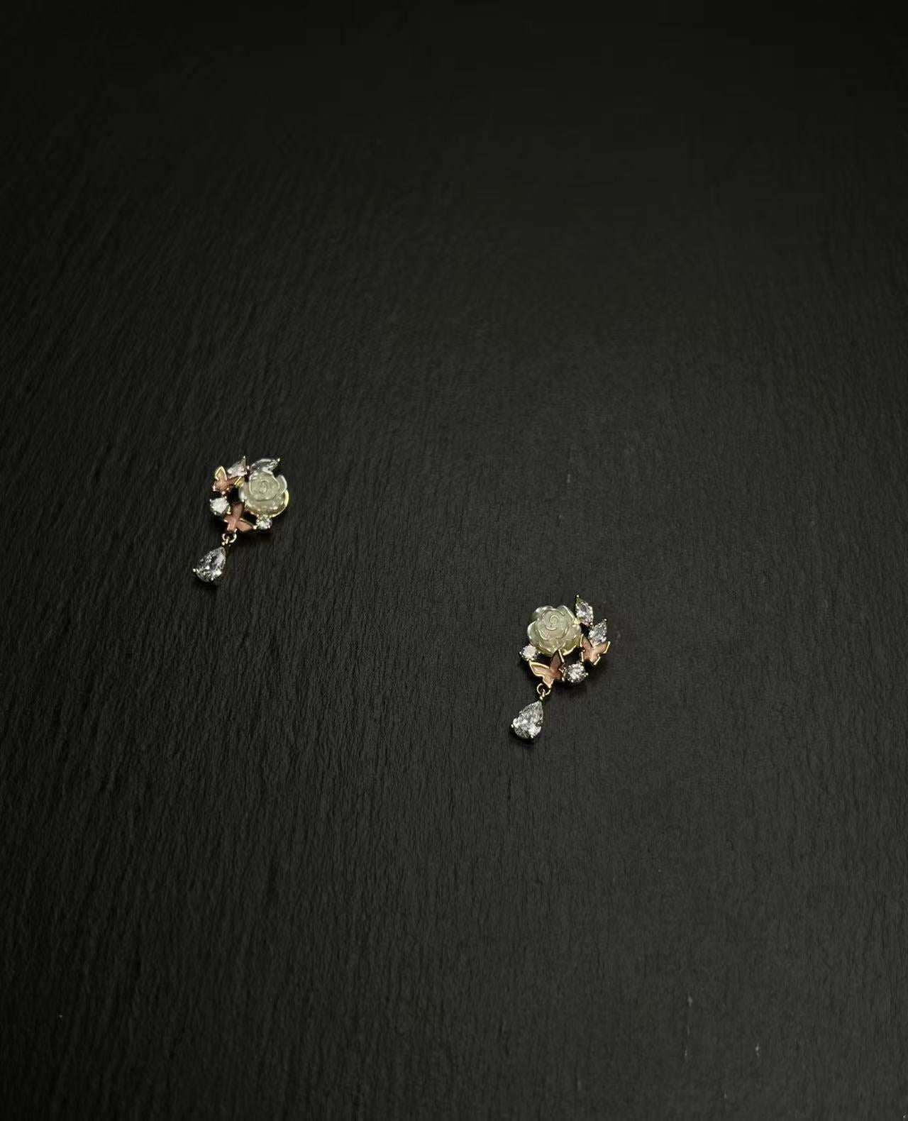 AvoStudio 中古耳饰 鎏金玫瑰耳饰