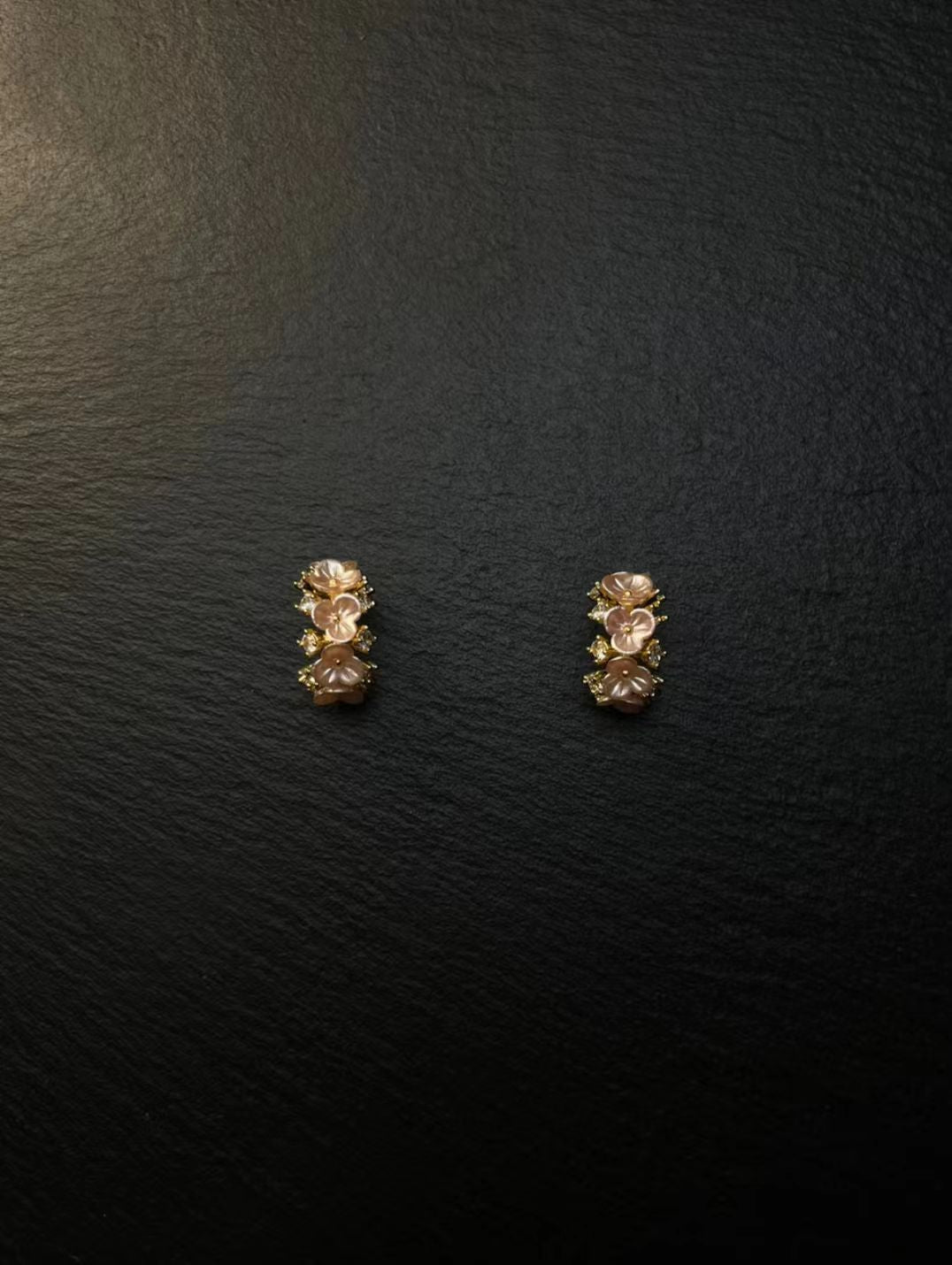 Flower - shaped Diamond - inlaid Huggie Earrings