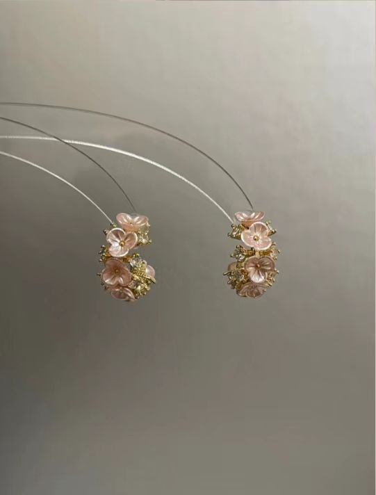 Flower - shaped Diamond - inlaid Huggie Earrings