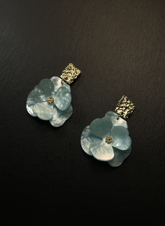 Vintage中古耳饰 海浪蓝花- Ocean Bloom