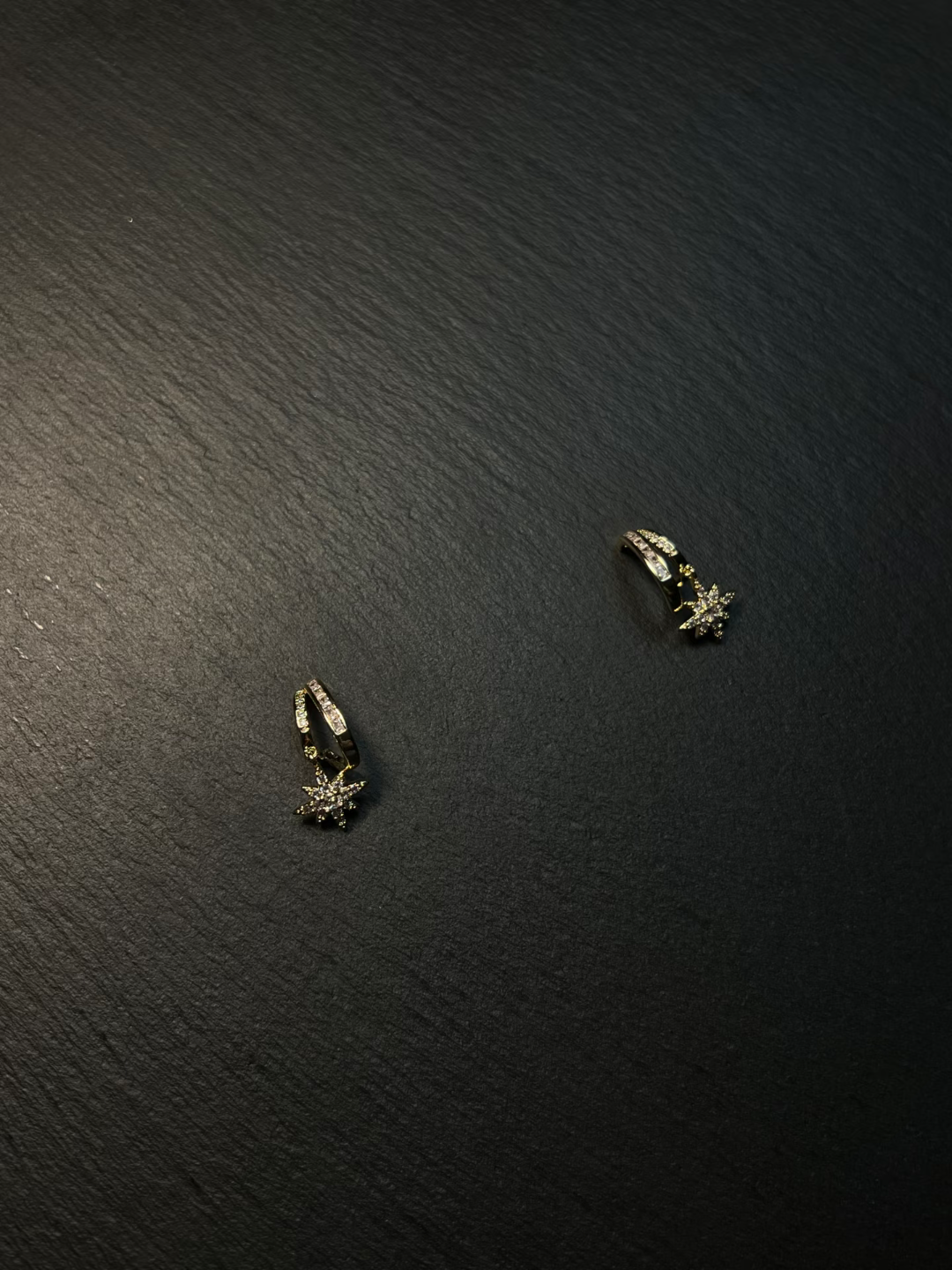 Diamond - decorated Snowflake Huggie Earrings