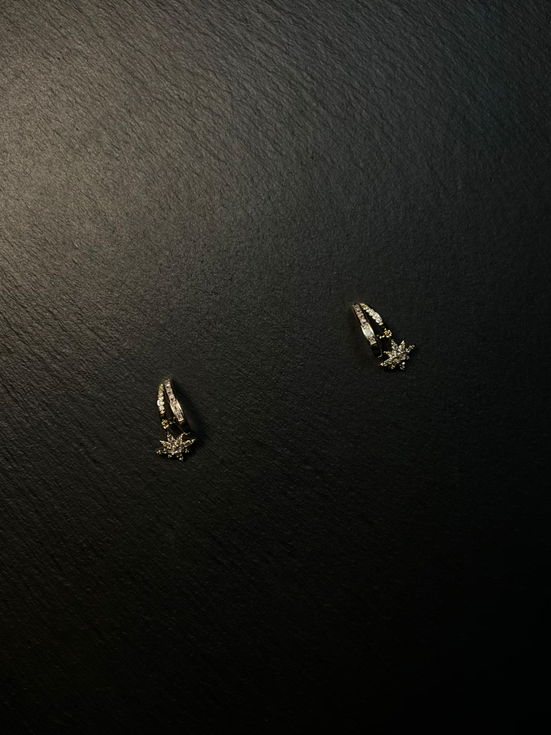 Diamond - decorated Snowflake Huggie Earrings