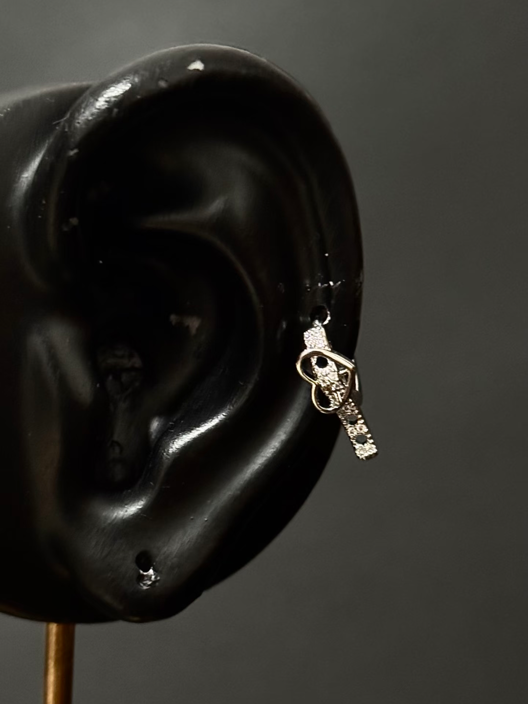 Heart - Shaped Diamond Ear Cuff