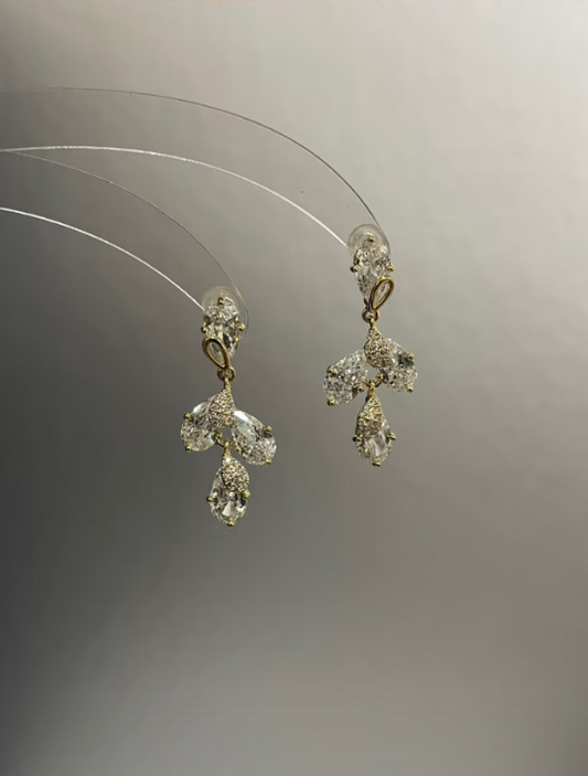 Teardrop Diamond Cluster Earrings