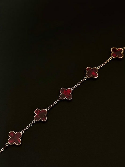 Rose - red Clover - shaped Bracelet