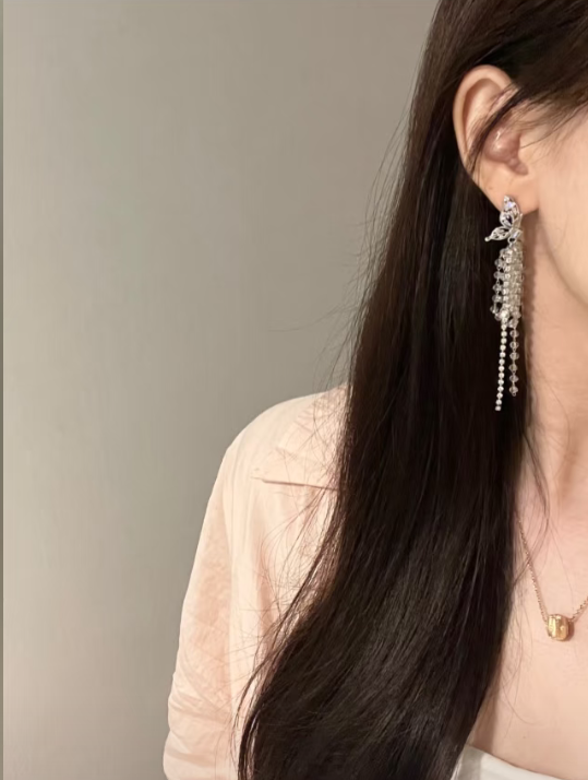 Butterfly & Crystal Tassel Earrings