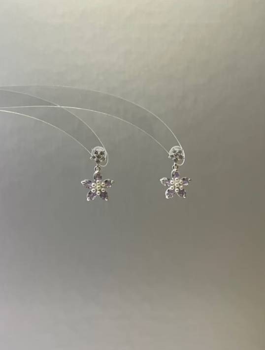 Amethyst Flower Stud Earrings