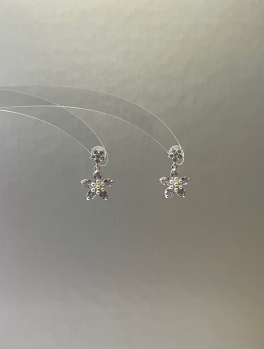 Amethyst Flower Stud Earrings