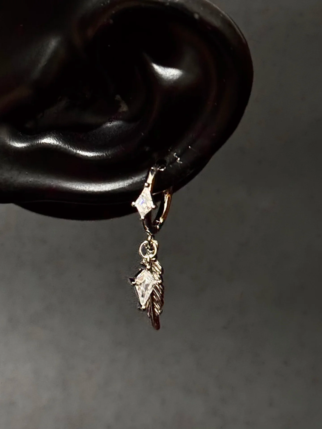 Feather & Diamond Ear Cuff