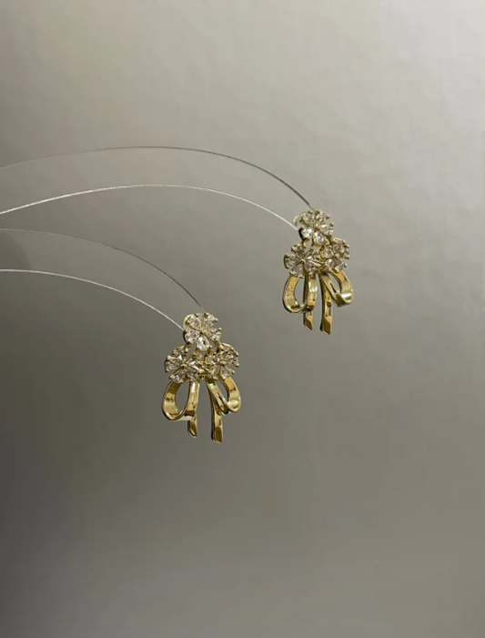 Diamond - flower Bowknot Stud Earrings