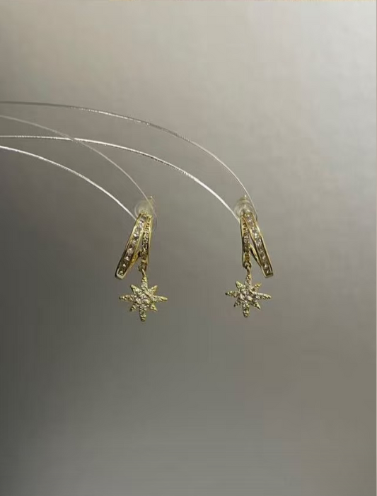 Diamond - decorated Starburst Huggie Earrings