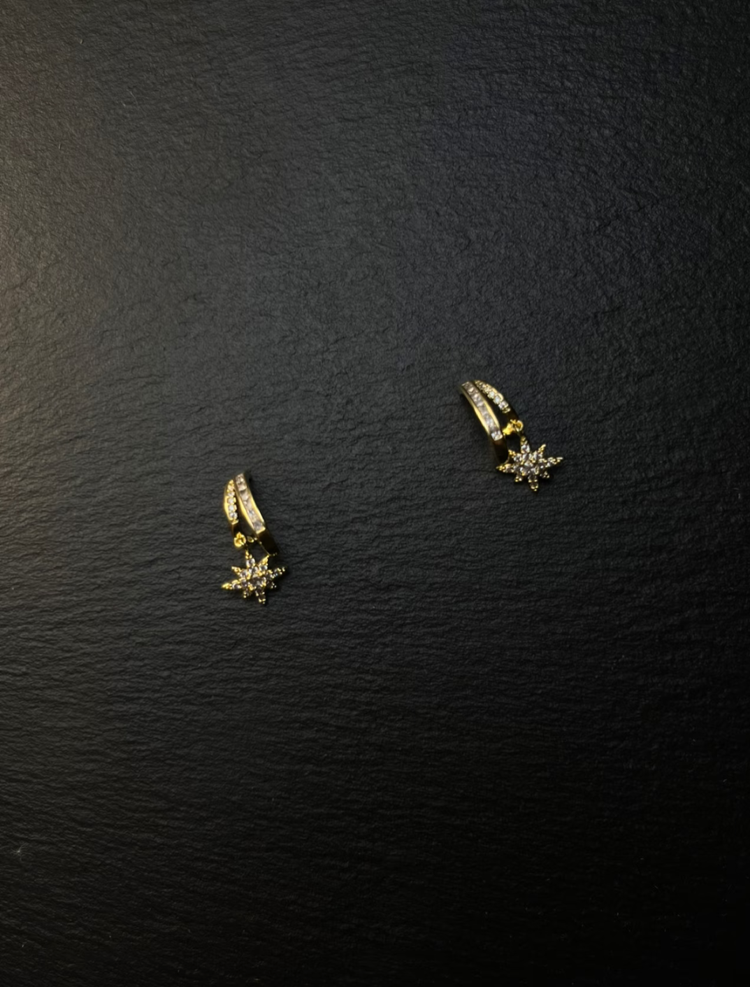 Diamond - decorated Starburst Huggie Earrings