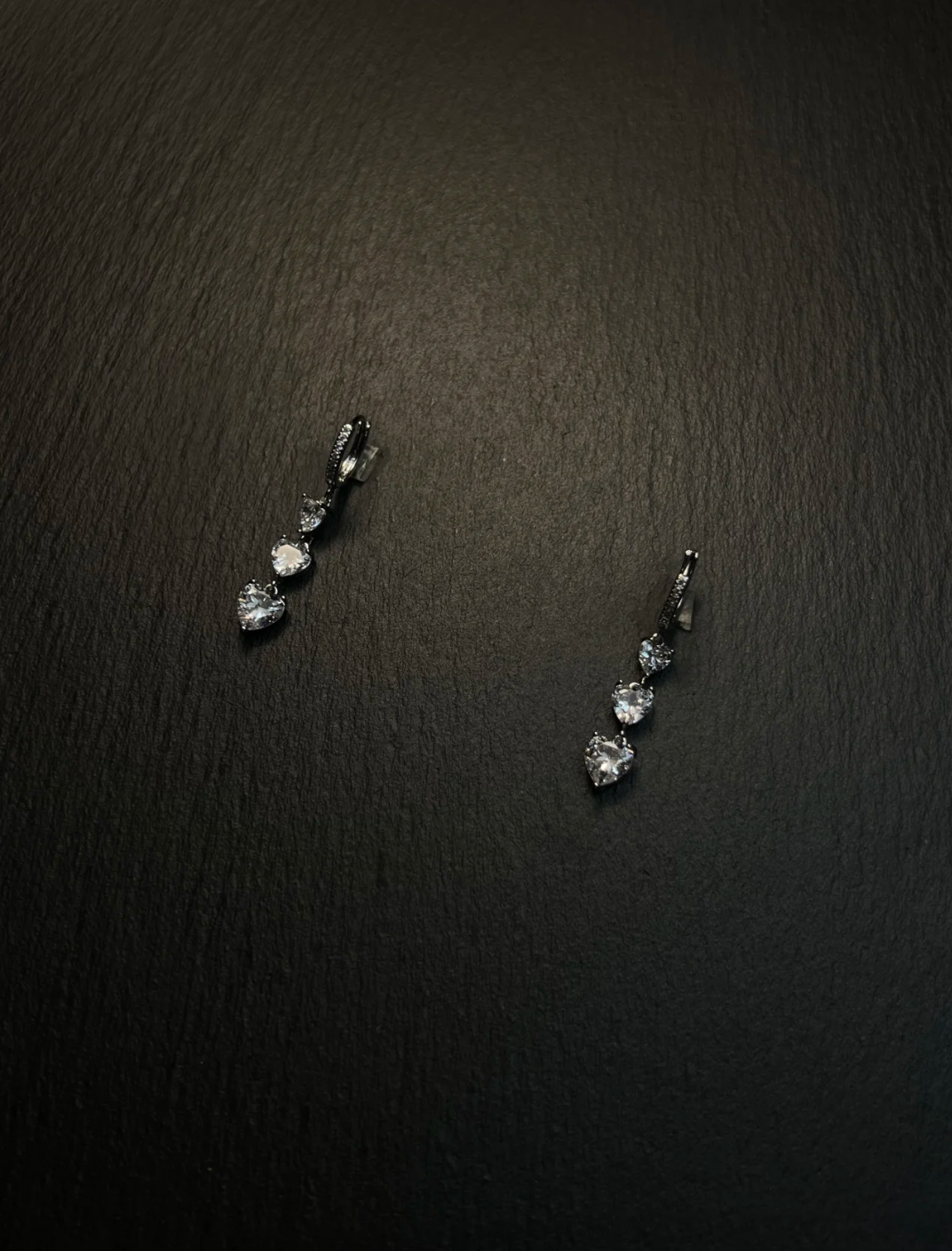 Heart - shaped Diamond Drop Hoop Earrings