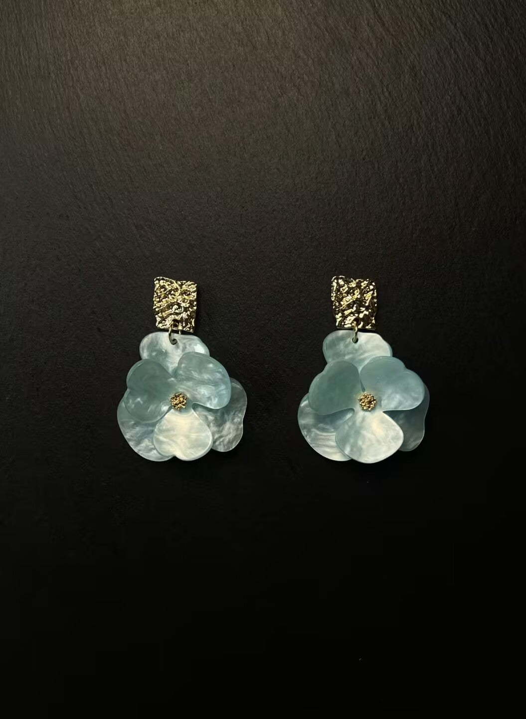 Vintage中古耳饰 海浪蓝花- Ocean Bloom